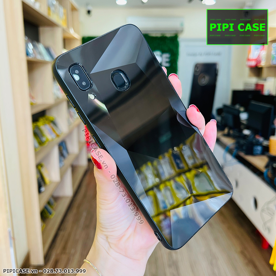 Ốp Lưng Samsung A20 / A30 - Kim Cương 6D - Đen