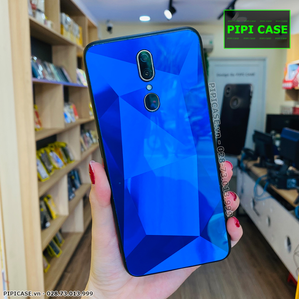 Ốp Lưng Oppo F11 - Kim Cương 6D - Xanh