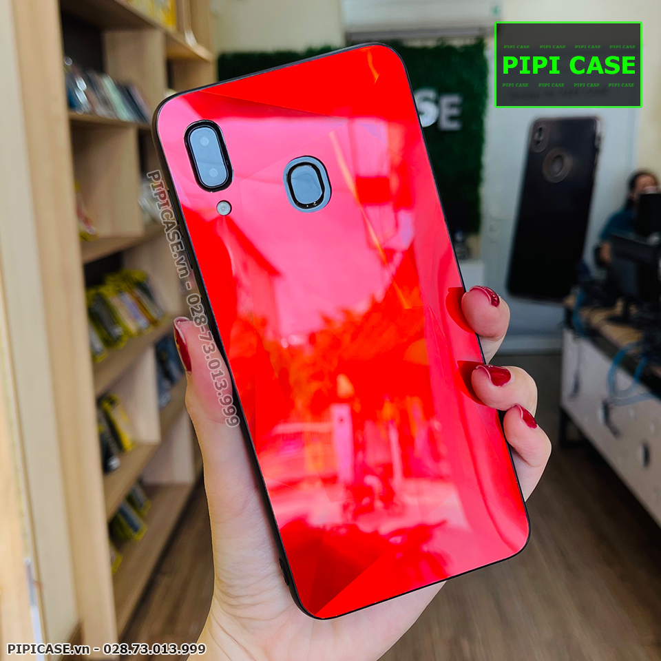Ốp Lưng Samsung A20 / A30 - Kim Cương 6D - Đỏ