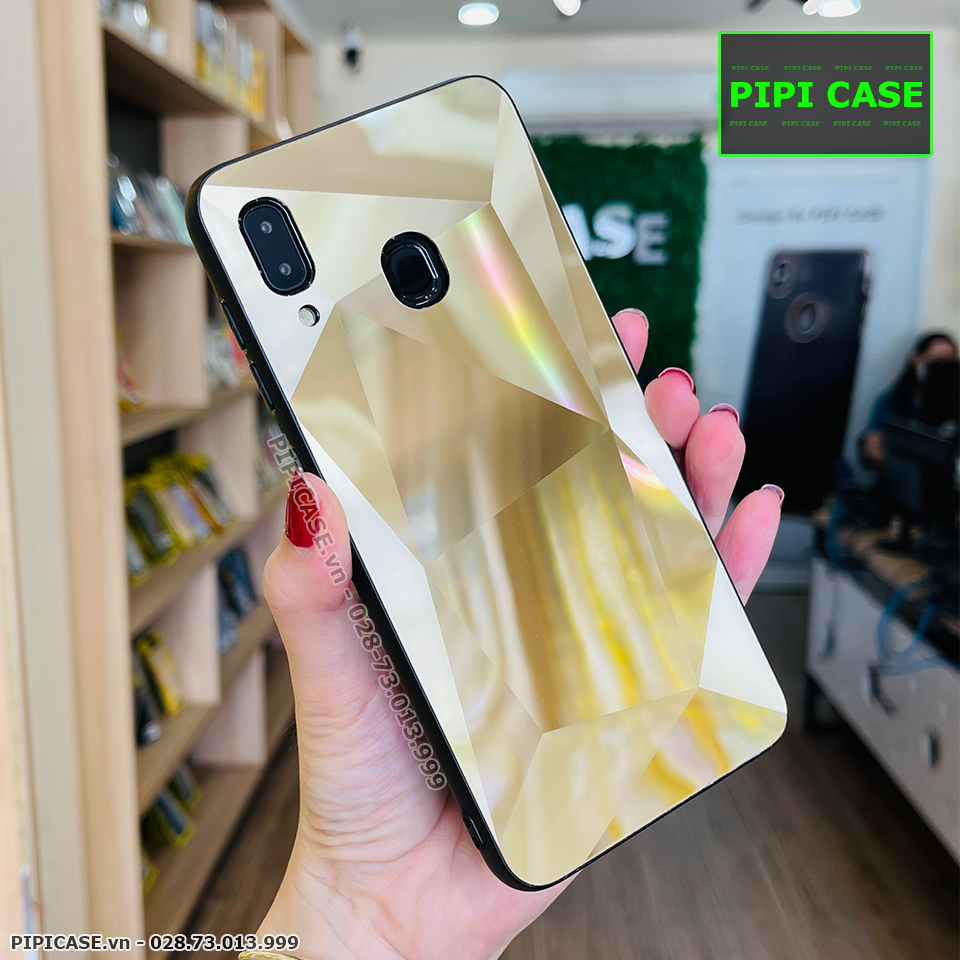 Ốp Lưng Samsung A20 / A30 - Kim Cương 6D - Vàng