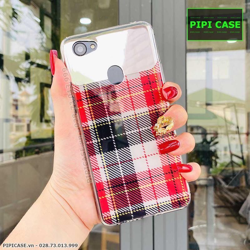 Ốp Lưng Oppo F7 - Gương Caro - Đỏ