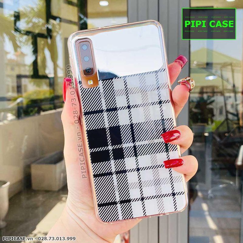 Ốp Lưng Samsung A7 2018 - Gương Caro - Đen