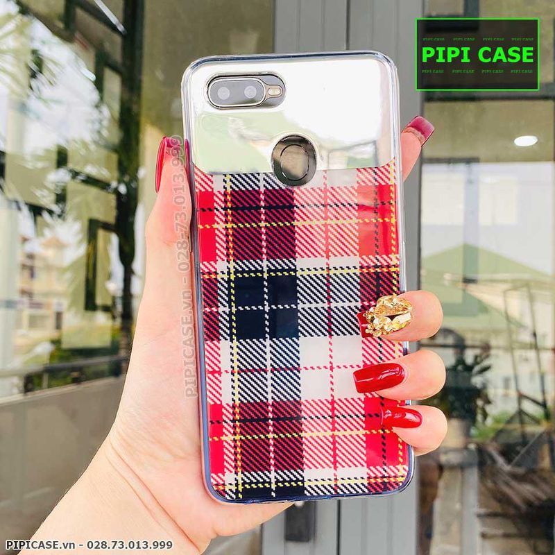 Ốp Lưng Oppo F9 - Gương Caro - Đỏ