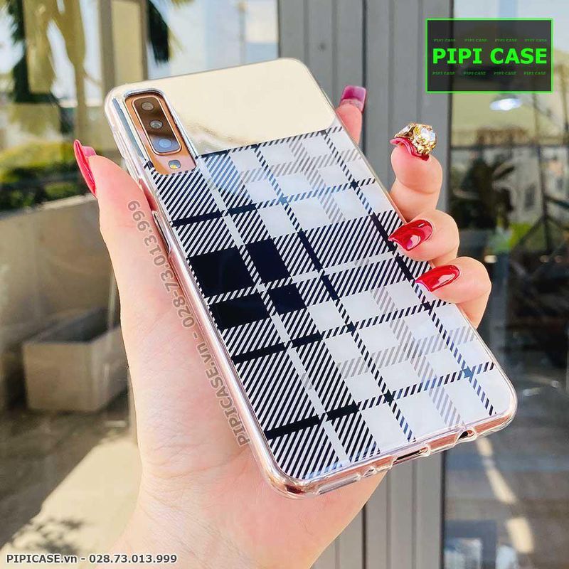 Ốp Lưng Samsung A7 2018 - Gương Caro - Đen