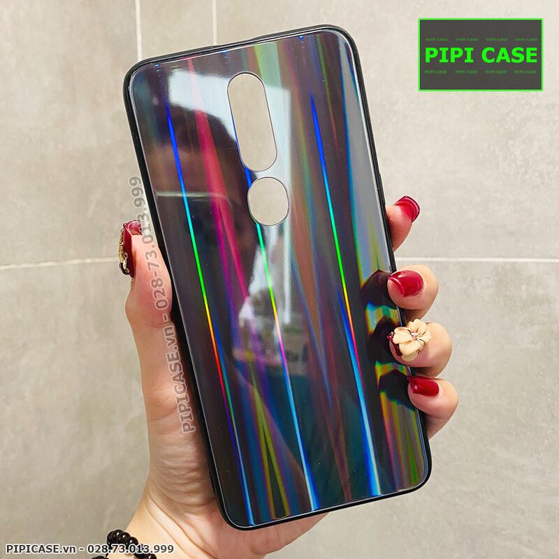 Ốp Lưng Oppo F11 Pro - Kính Cầu Vồng - Đen