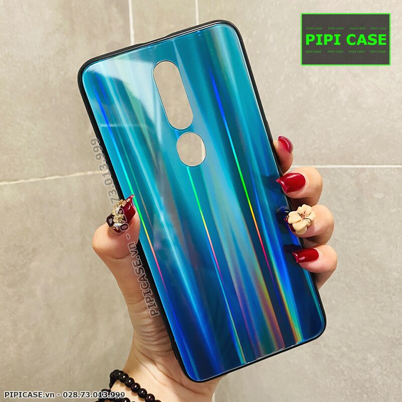 Ốp Lưng Oppo F11 Pro - Kính Cầu Vồng - Xanh Ngọc