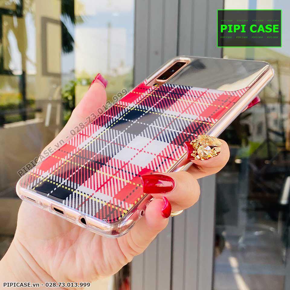 Ốp Lưng Samsung A7 2018 - Gương Caro - Đỏ