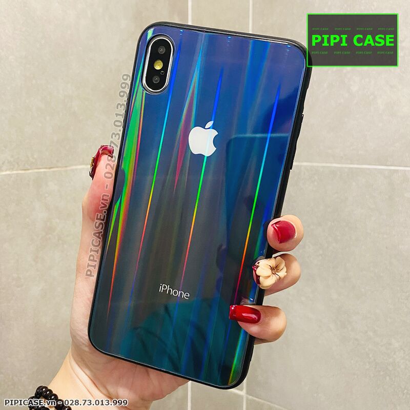 Ốp Lưng iPhone X / XS - Kính Cầu Vồng - Xanh Đen