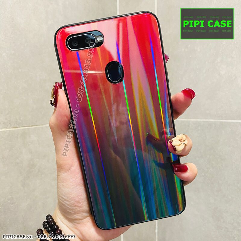 Ốp Lưng Oppo F9 - Kính Cầu Vồng - Đỏ