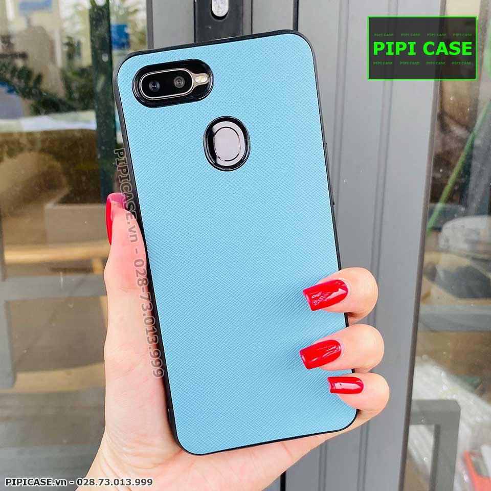 Ốp Lưng Oppo F9 - Simple Da - Xanh