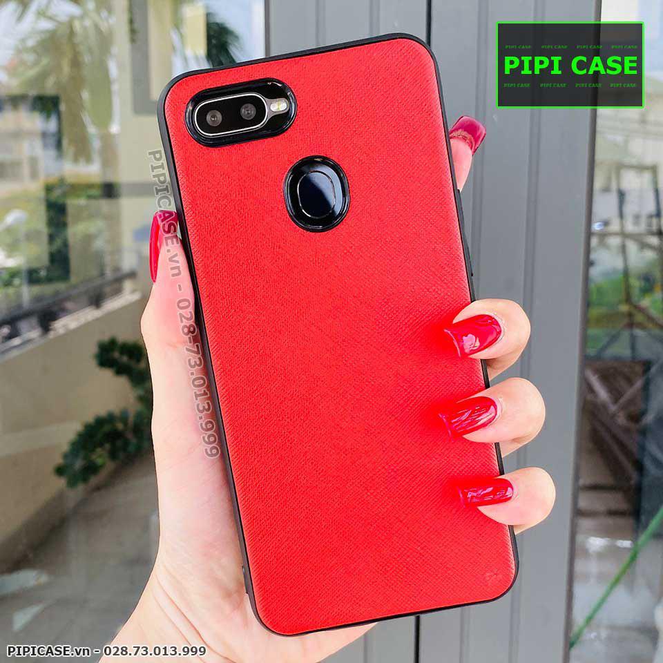 Ốp Lưng Oppo F9 - Simple Da - Đỏ
