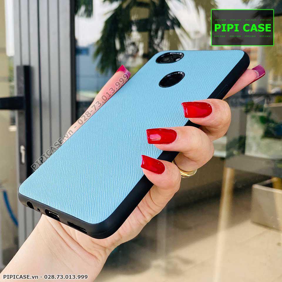 Ốp Lưng Oppo F7 - Simple Da - Xanh