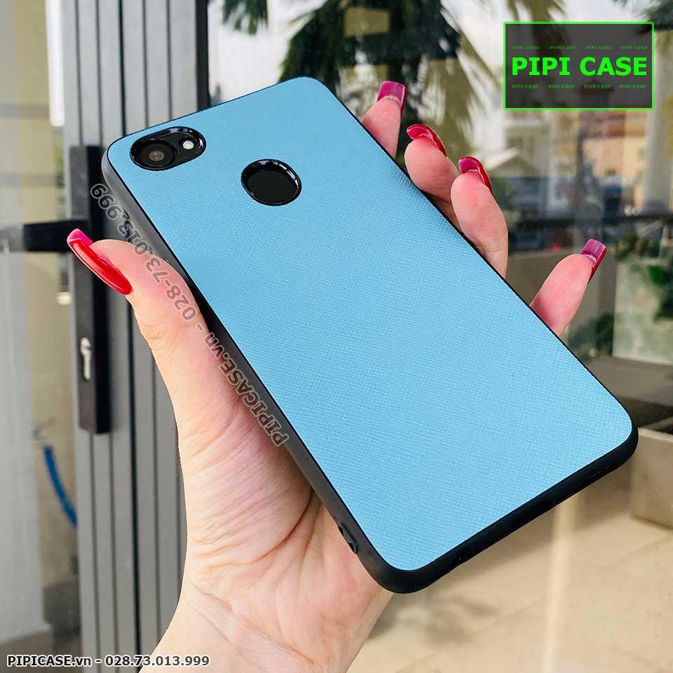 Ốp Lưng Oppo F7 - Simple Da - Xanh