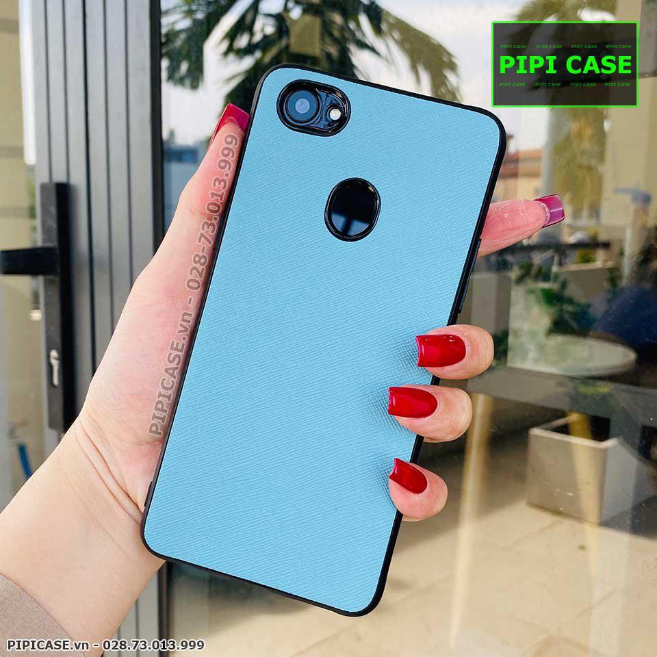 Ốp Lưng Oppo F7 - Simple Da - Xanh