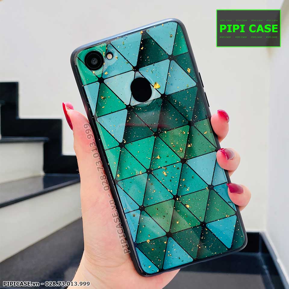 Ốp Lưng Oppo F7 - Tam giác - Xanh Lá