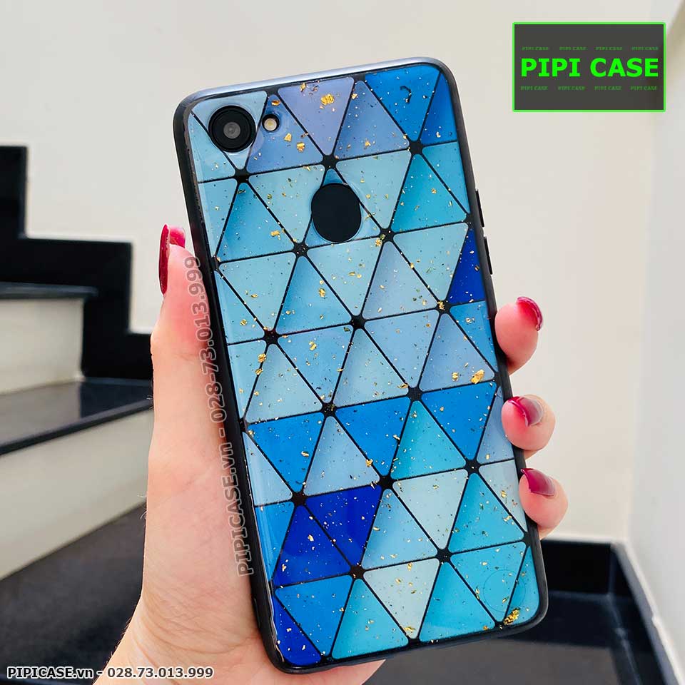 Ốp Lưng Oppo F7 - Tam giác - Xanh Dương