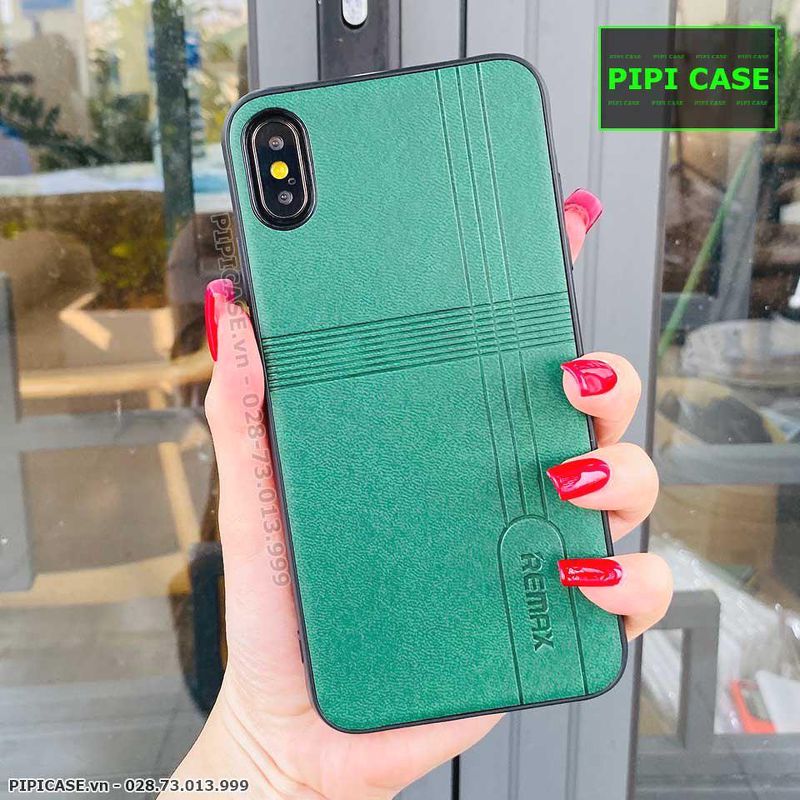 Ốp Lưng iPhone X / XS - Da Remax - Xanh Lá