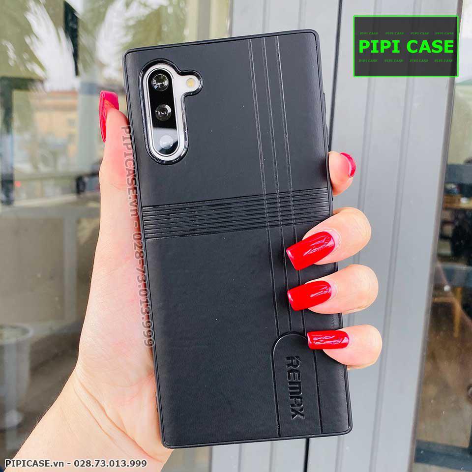Ốp Lưng Samsung Note 10 Plus - Da Remax - Đen