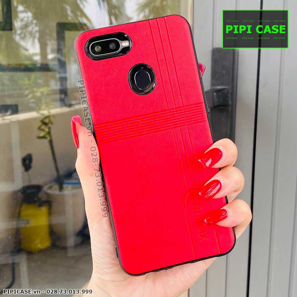 Ốp Lưng Oppo F9 - Da Remax - Đỏ