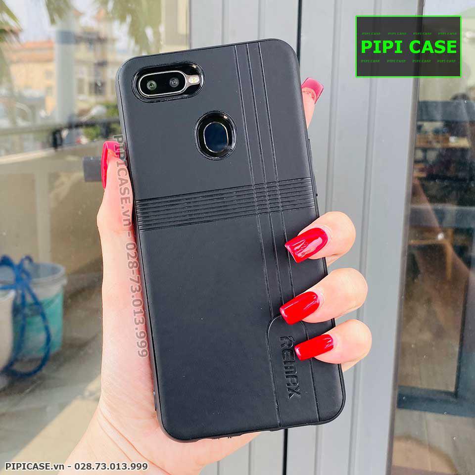 Ốp Lưng Oppo F9 - Da Remax - Đen