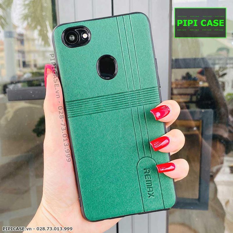 Ốp Lưng Oppo F7 - Da Remax - Xanh Lá