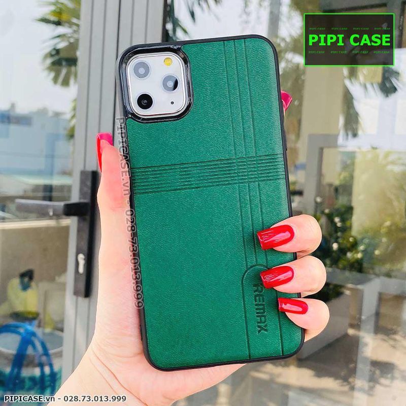 Ốp Lưng iPhone 11 Pro Max - Da Remax - Xanh Lá