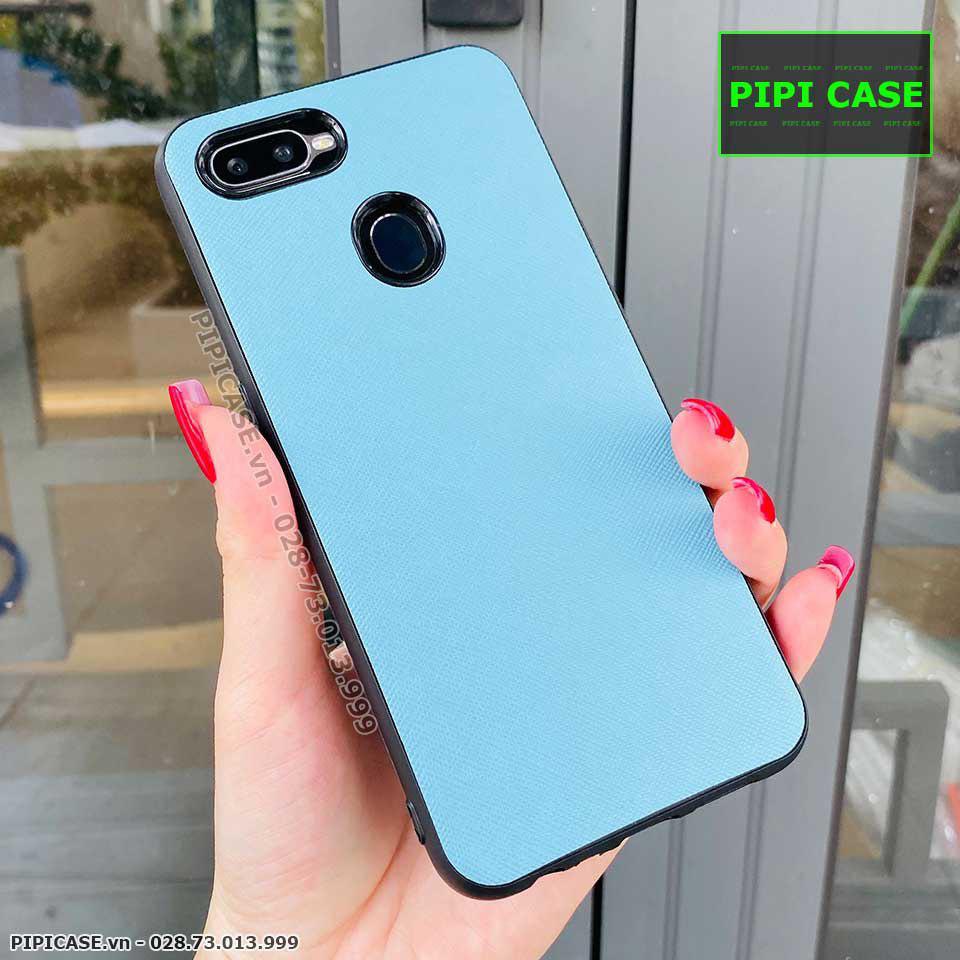 Ốp Lưng Oppo F9 - Simple Da - Xanh
