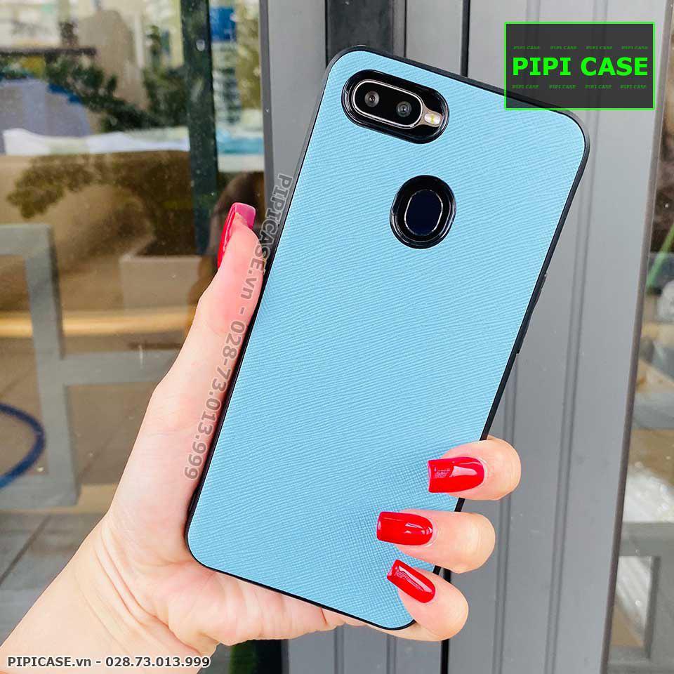 Ốp Lưng Oppo F9 - Simple Da - Xanh