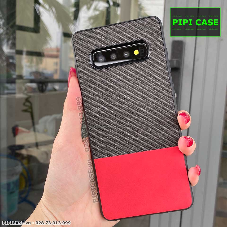 Ốp Lưng Samsung S10 - Vải Skin - Đỏ