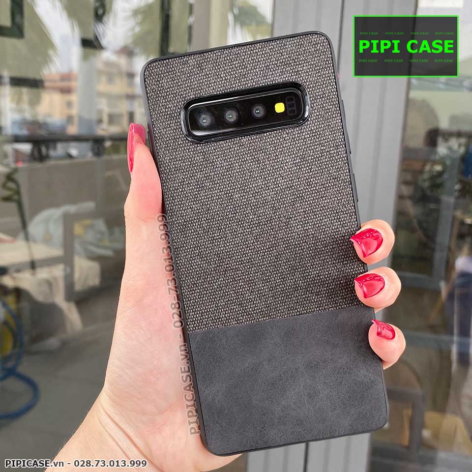 Ốp Lưng Samsung S10 - Vải Skin - Đen