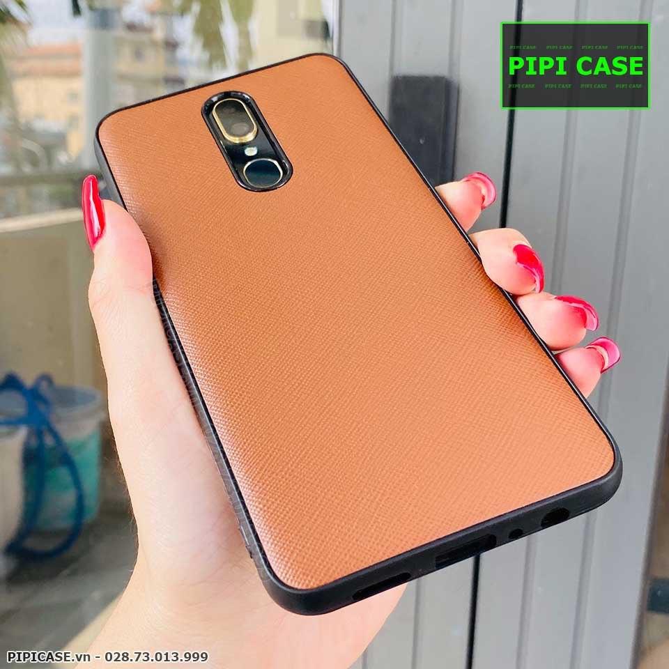 Ốp Lưng Oppo F11 - Simple Da - Nâu
