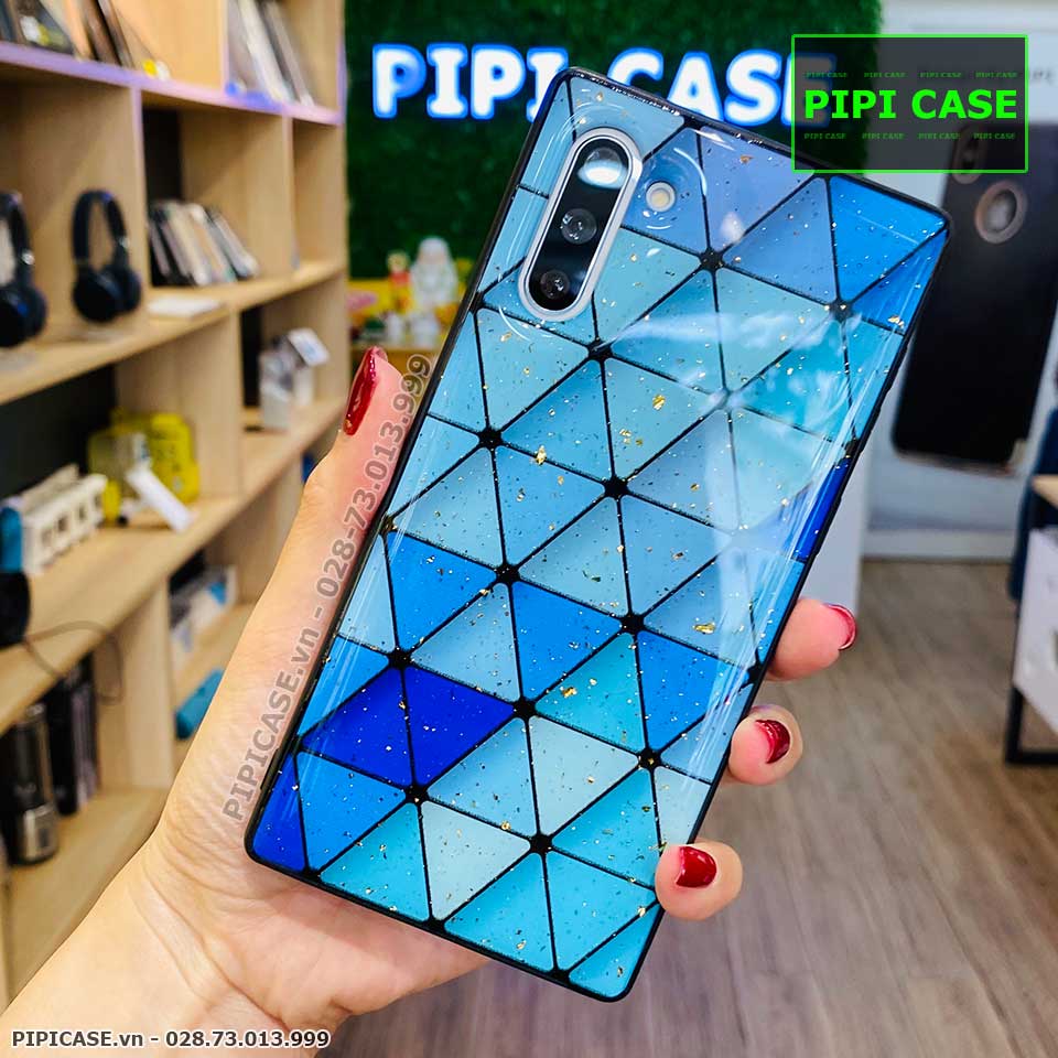 Ốp Lưng Samsung Note 10 - Tam giác - Xanh Dương