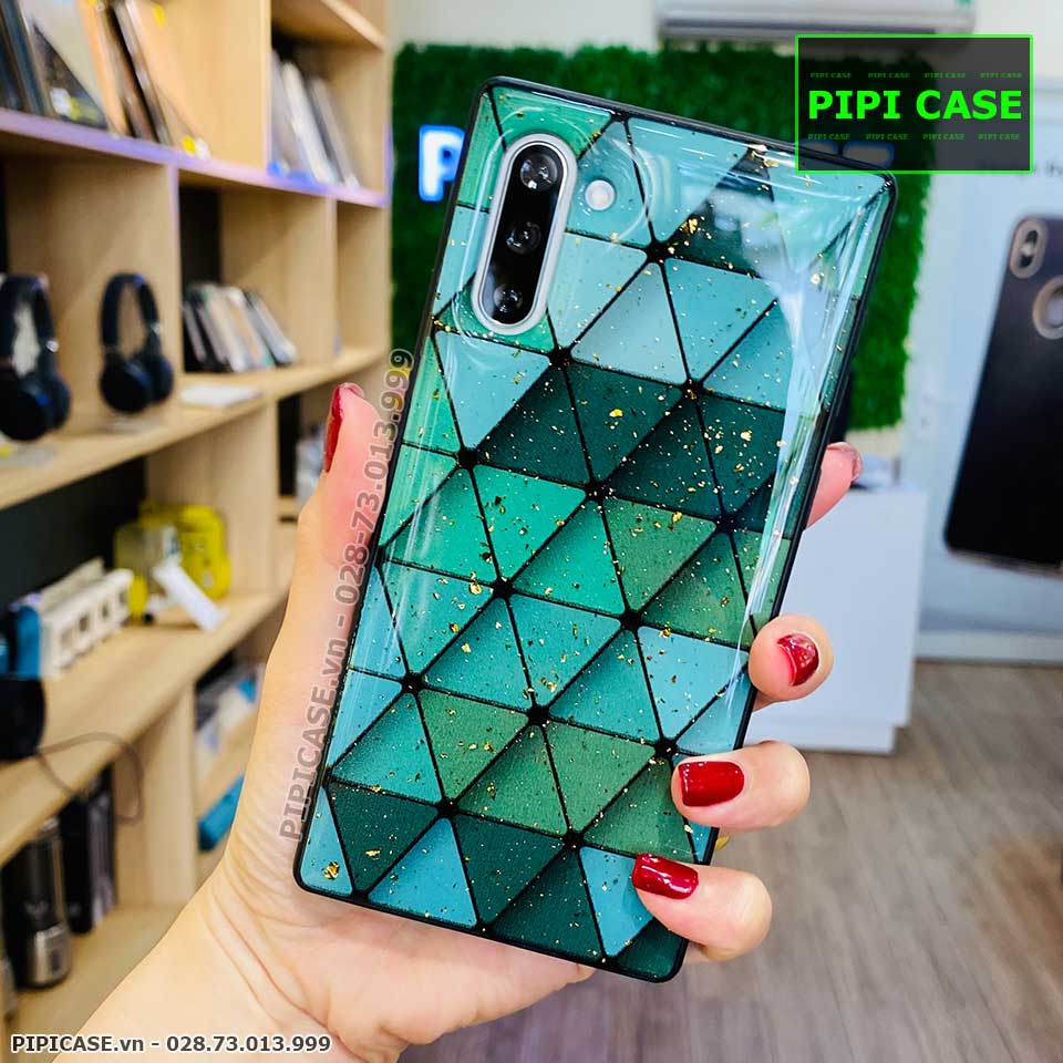 Ốp Lưng Samsung Note 10 - Tam giác - Xanh Lá
