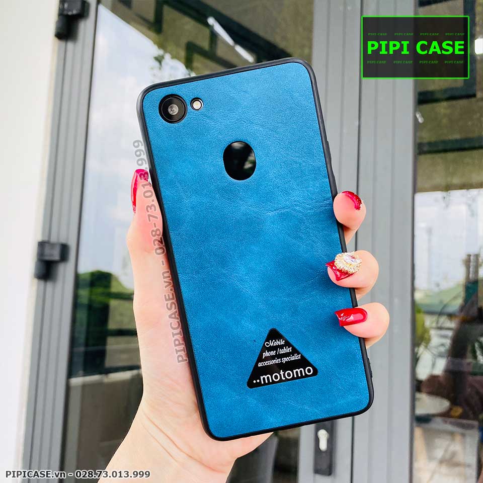 Ốp Lưng Oppo F7 - Da Motomo - Xanh