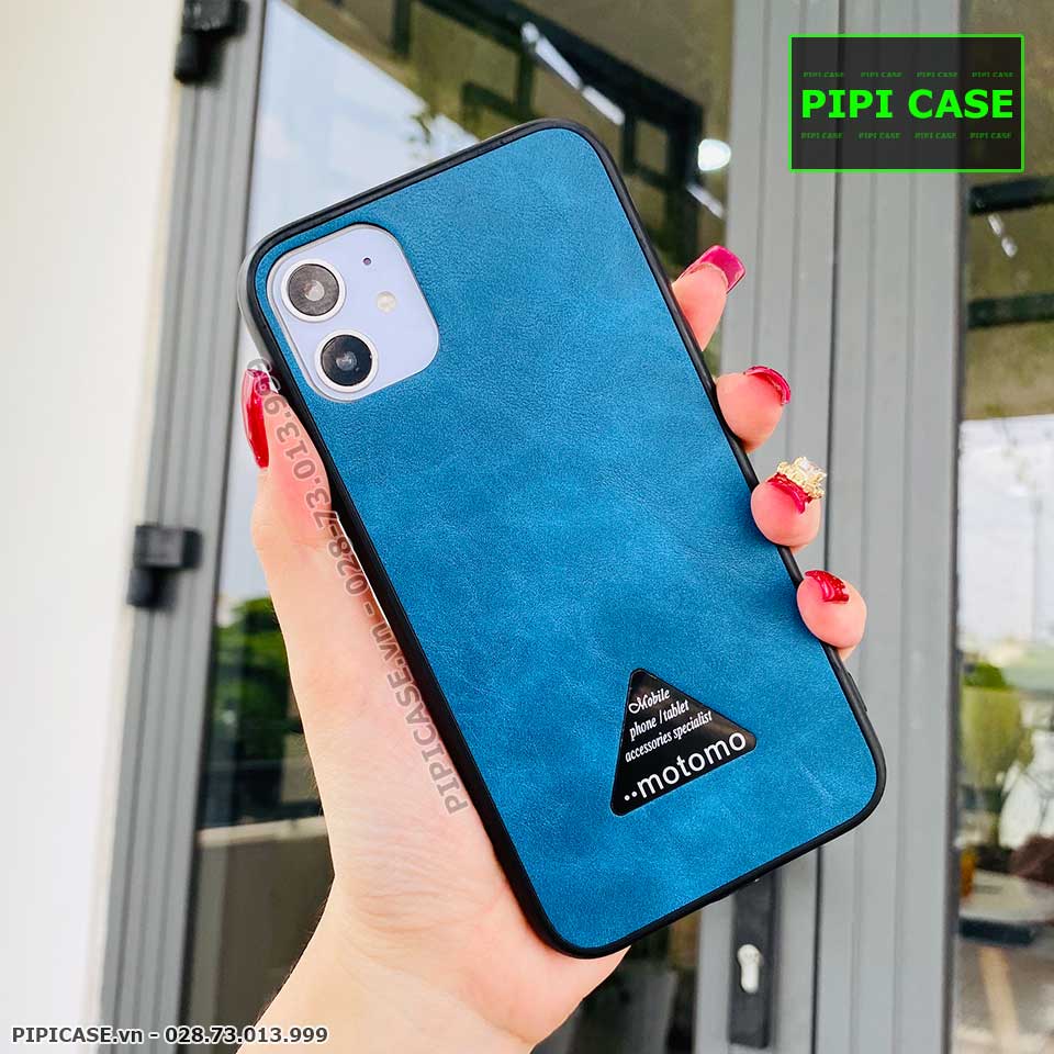 Ốp Lưng iPhone 11 - Da Motomo - Xanh