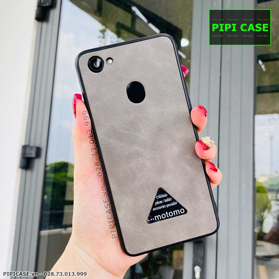 Ốp Lưng Oppo F7 - Da Motomo - Xám