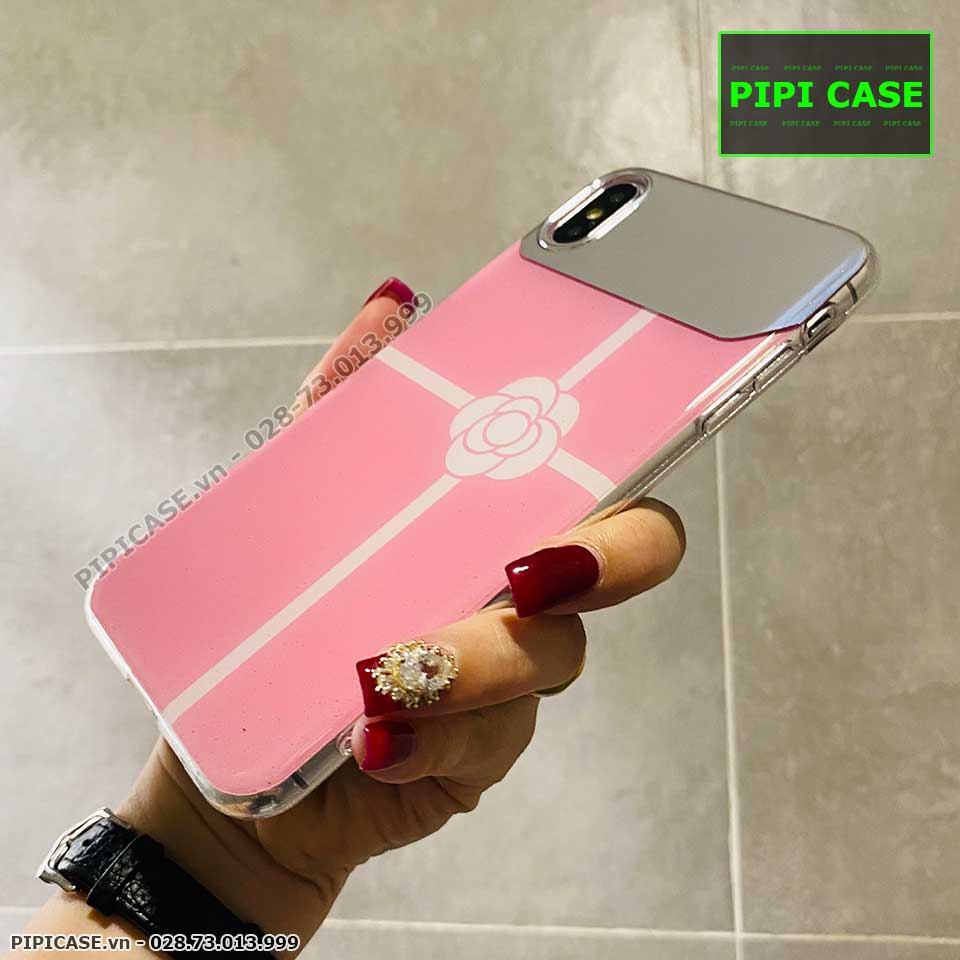 Ốp Lưng iPhone X / XS - Hoa Trà - Hồng