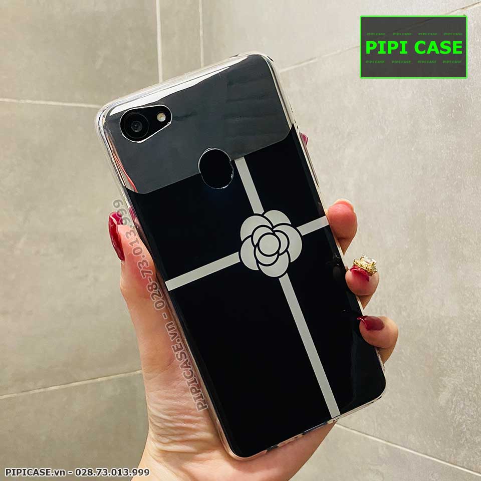 Ốp Lưng Oppo F7 - Hoa Trà - Đen