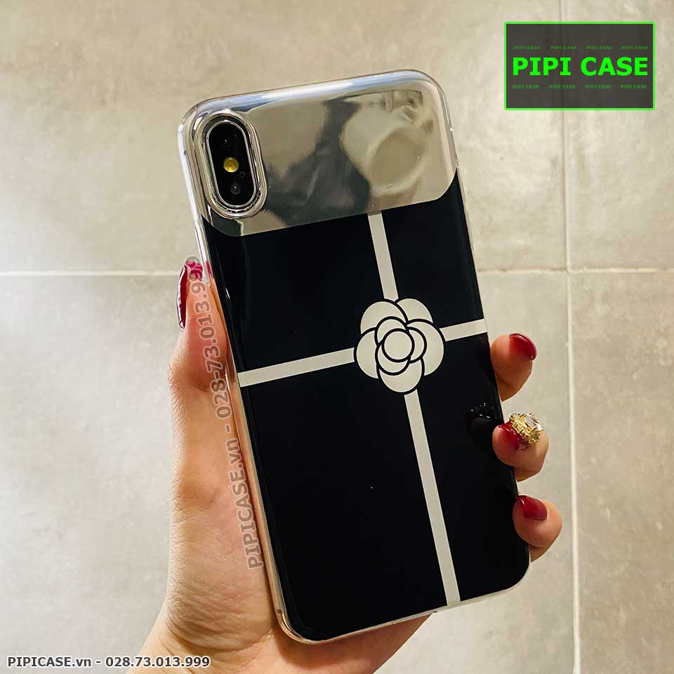Ốp Lưng iPhone X / XS - Hoa Trà - Đen