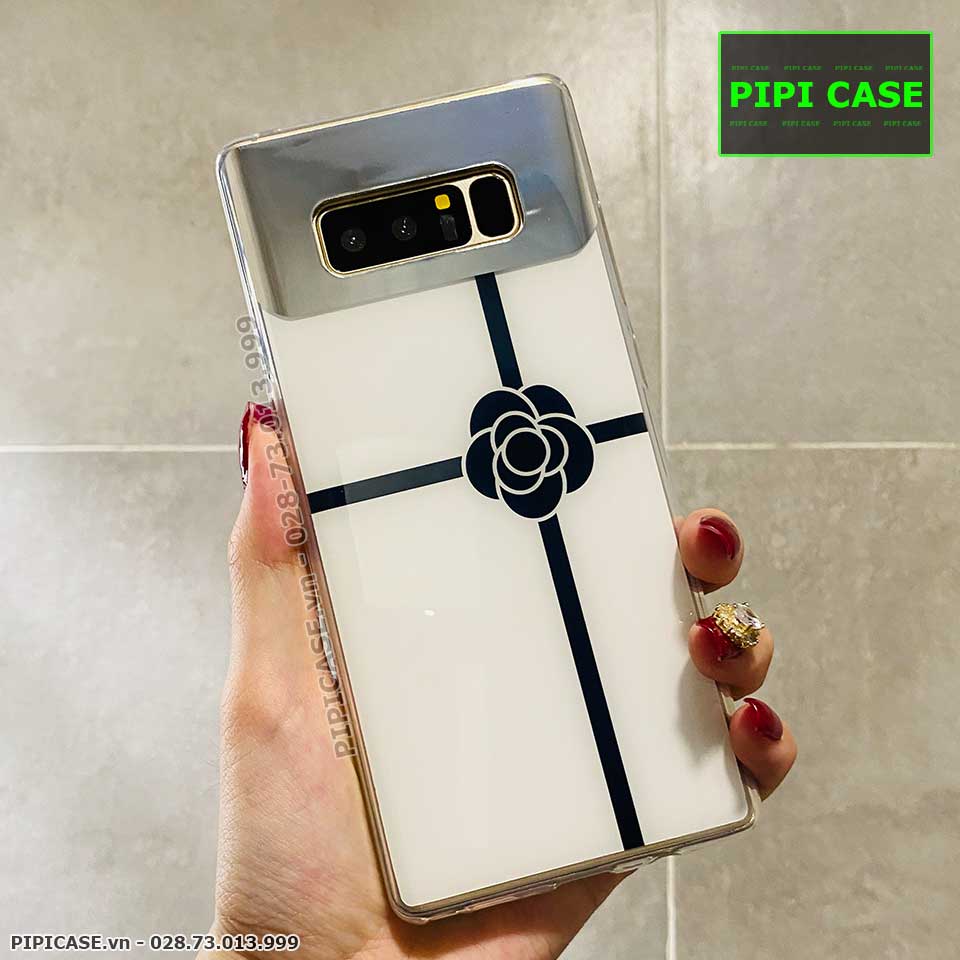 Ốp Lưng Samsung Note 8 - Hoa Trà - Trắng