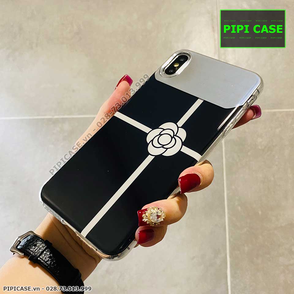 Ốp Lưng iPhone XS Max - Hoa Trà - Đen