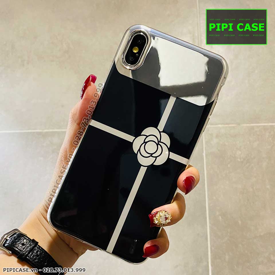 Ốp Lưng iPhone XS Max - Hoa Trà - Đen