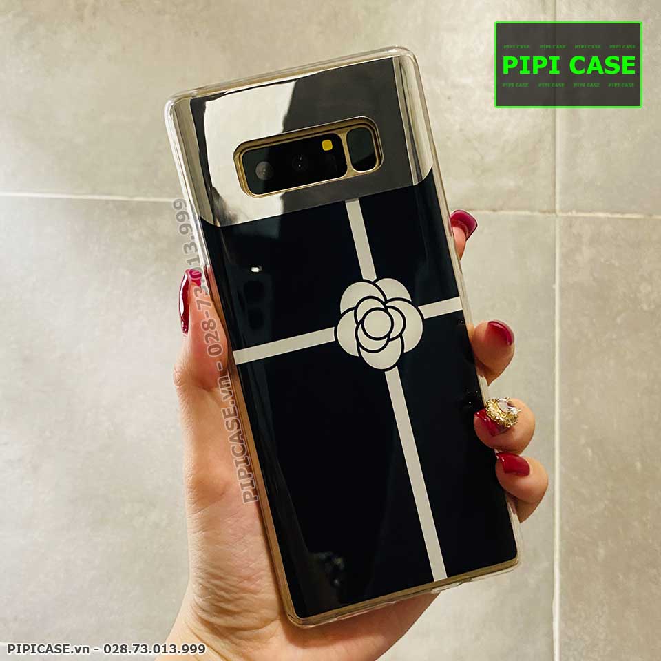 Ốp Lưng Samsung Note 8 - Hoa Trà - Đen