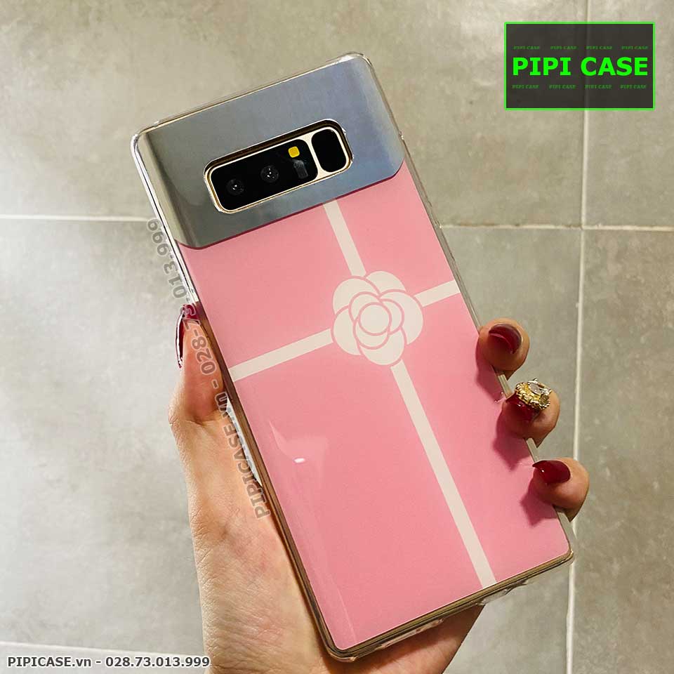 Ốp Lưng Samsung Note 8 - Hoa Trà - Hồng
