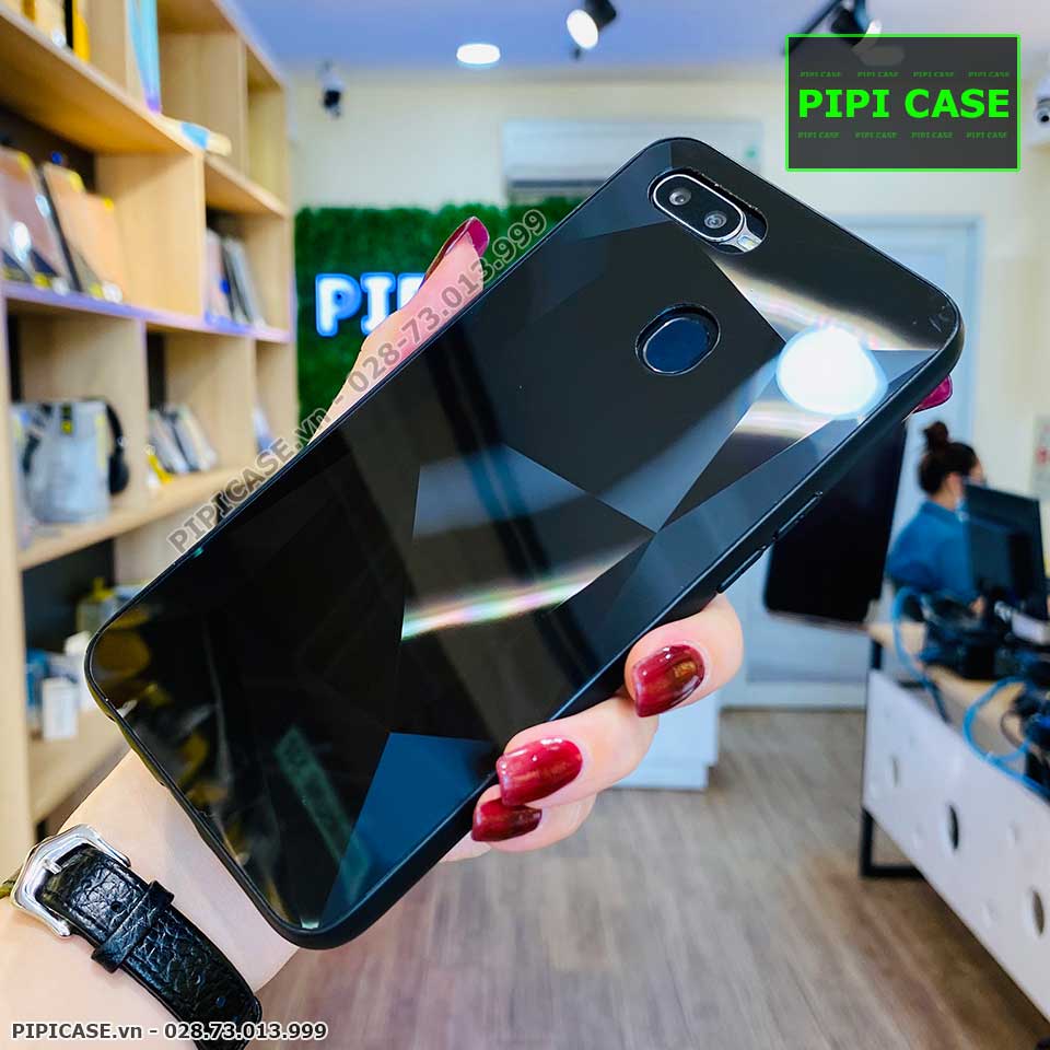 Ốp Lưng Oppo F9 - Kim Cương 6D - Đen
