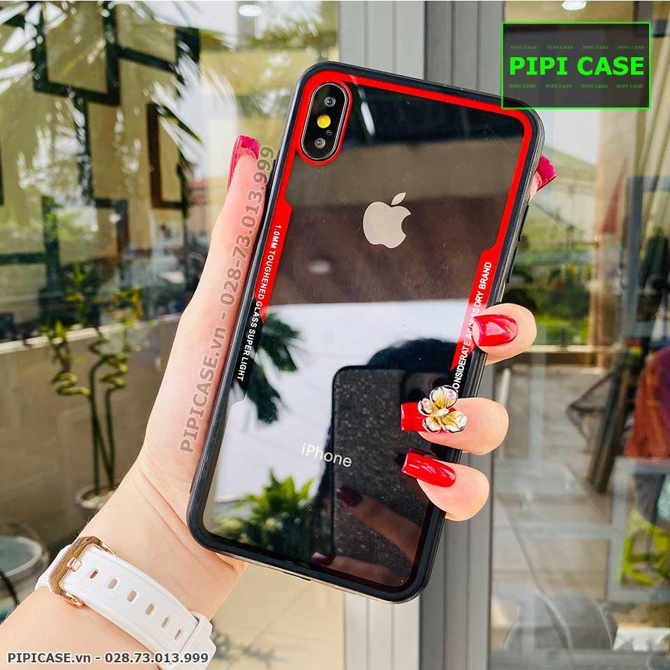 Ốp Lưng iPhone XS Max - Glass Super Light - Đỏ Đen