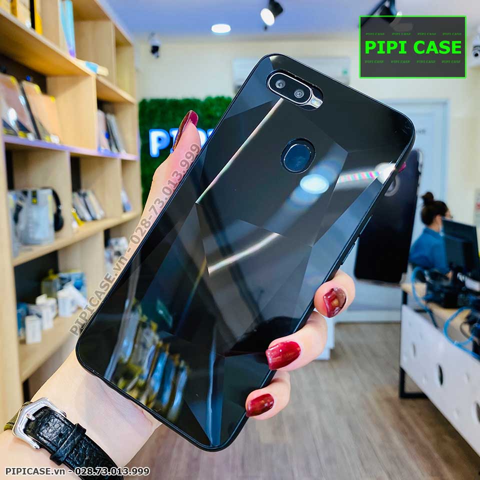 Ốp Lưng Oppo F9 - Kim Cương 6D - Đen