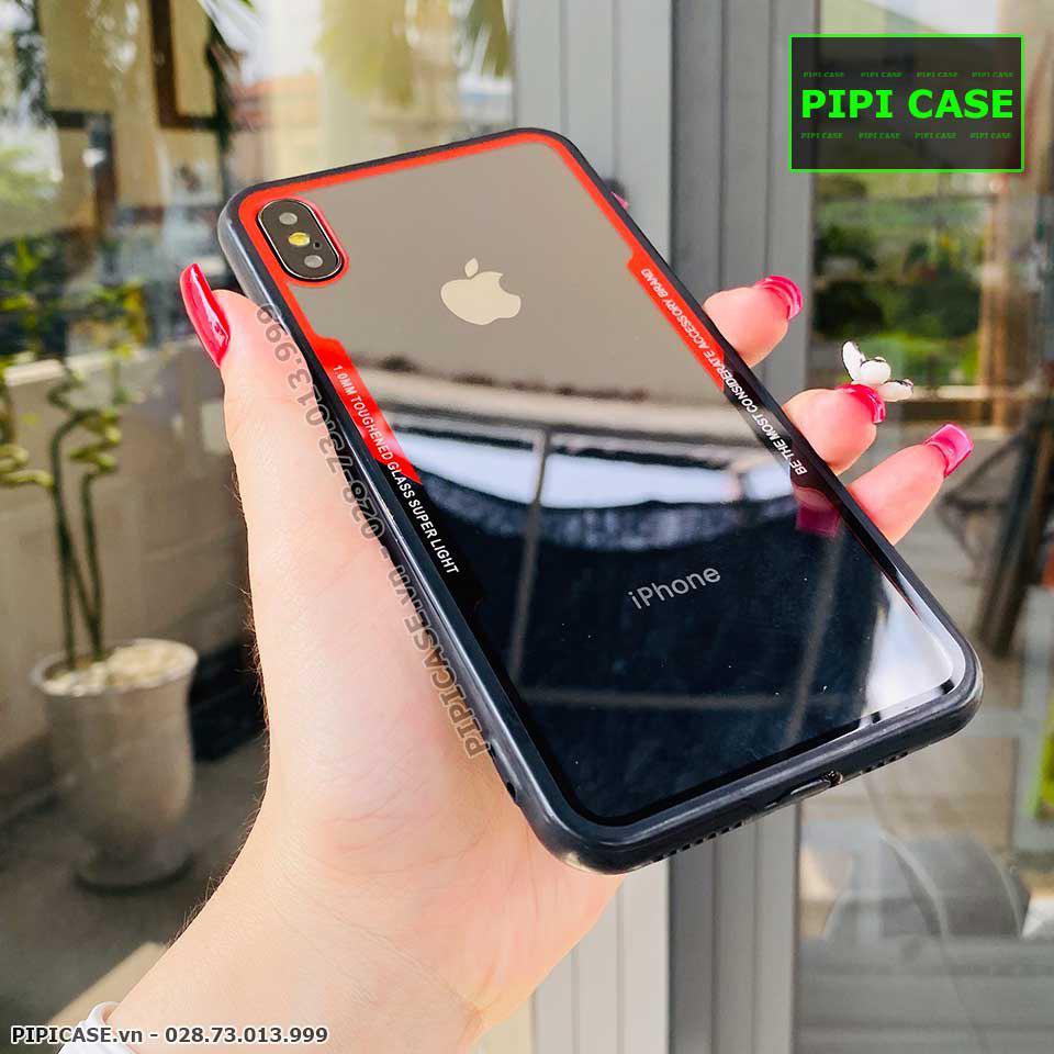 Ốp Lưng iPhone XS Max - Glass Super Light - Đỏ Đen