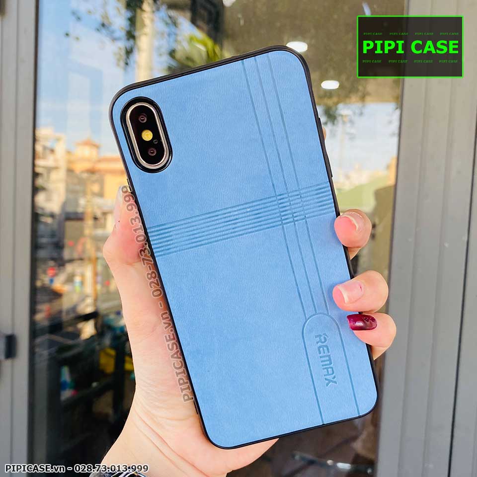 Ốp Lưng iPhone XS Max - Da Remax - Xanh Nhạt