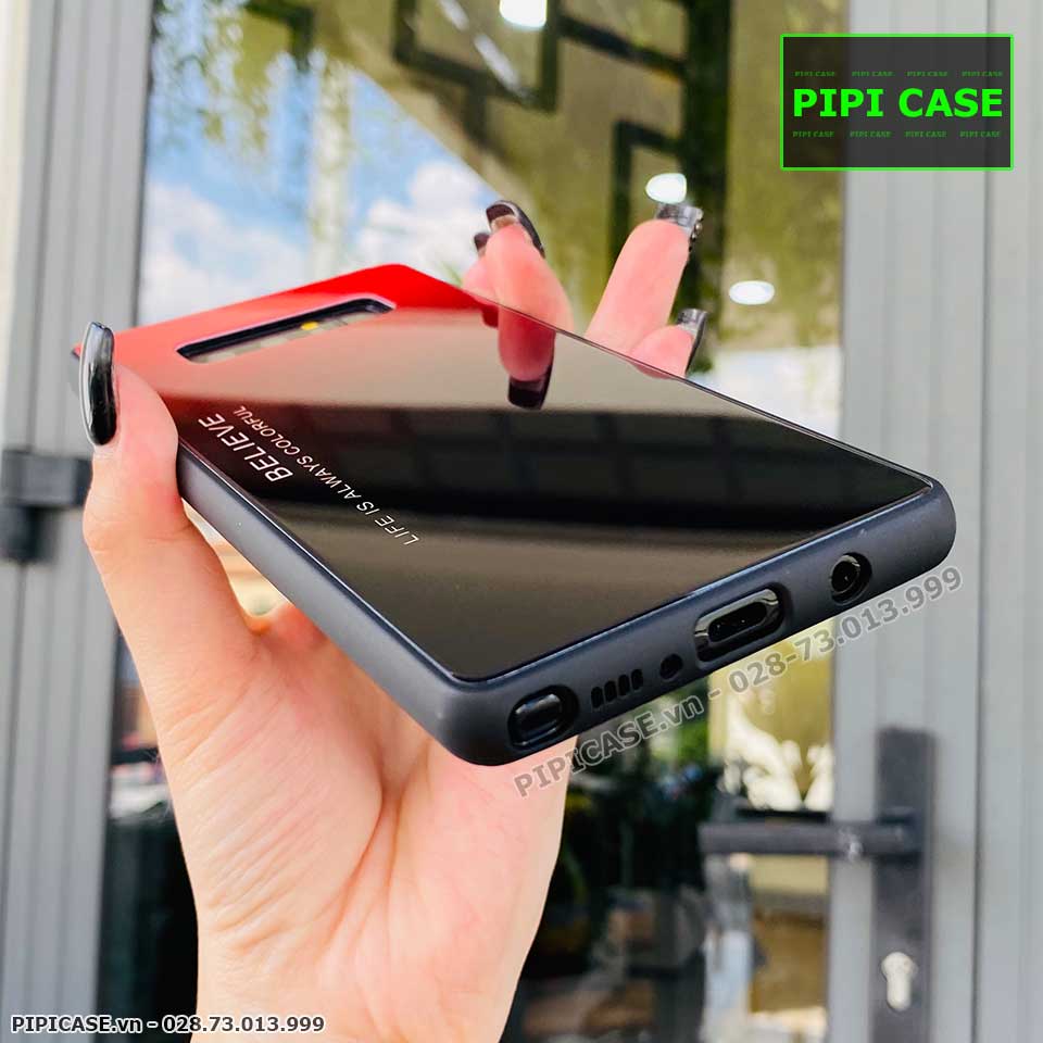 Ốp Lưng Samsung Note 8 - Glass Two Color - Đỏ Đen